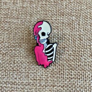 ✨ 3/$15 ✨ Enamel Pin Neon Pink and Black Crying Skeleton